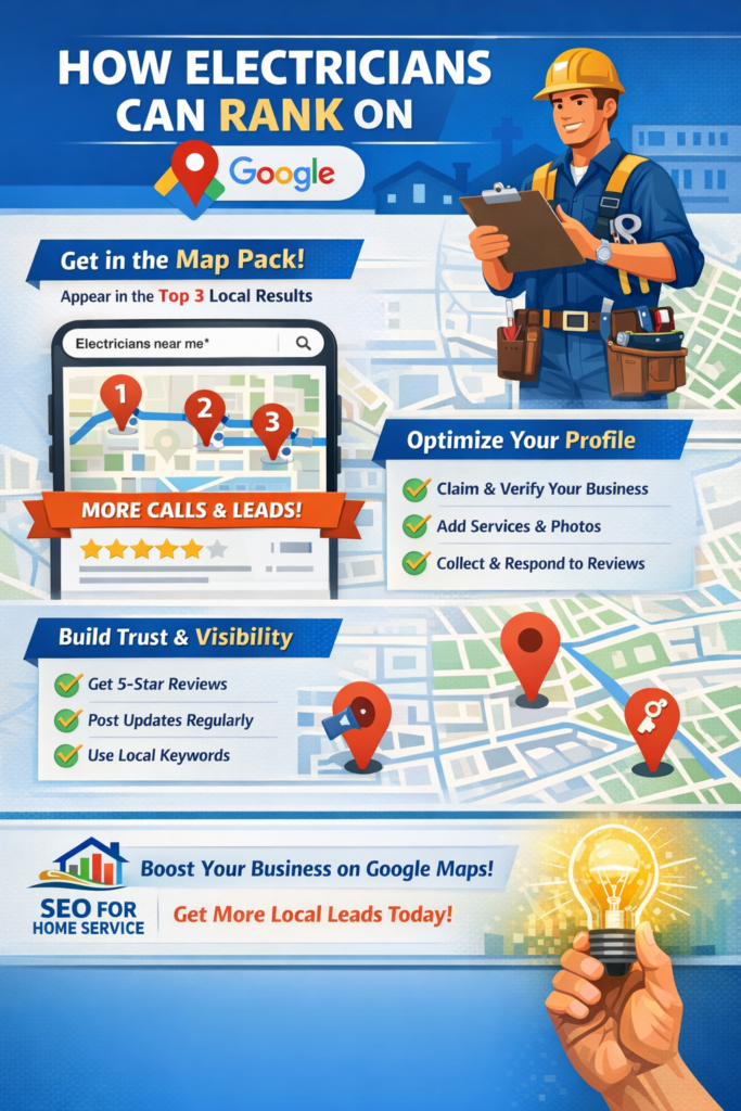 Infographic showing how to improve google maps ranking for electricians