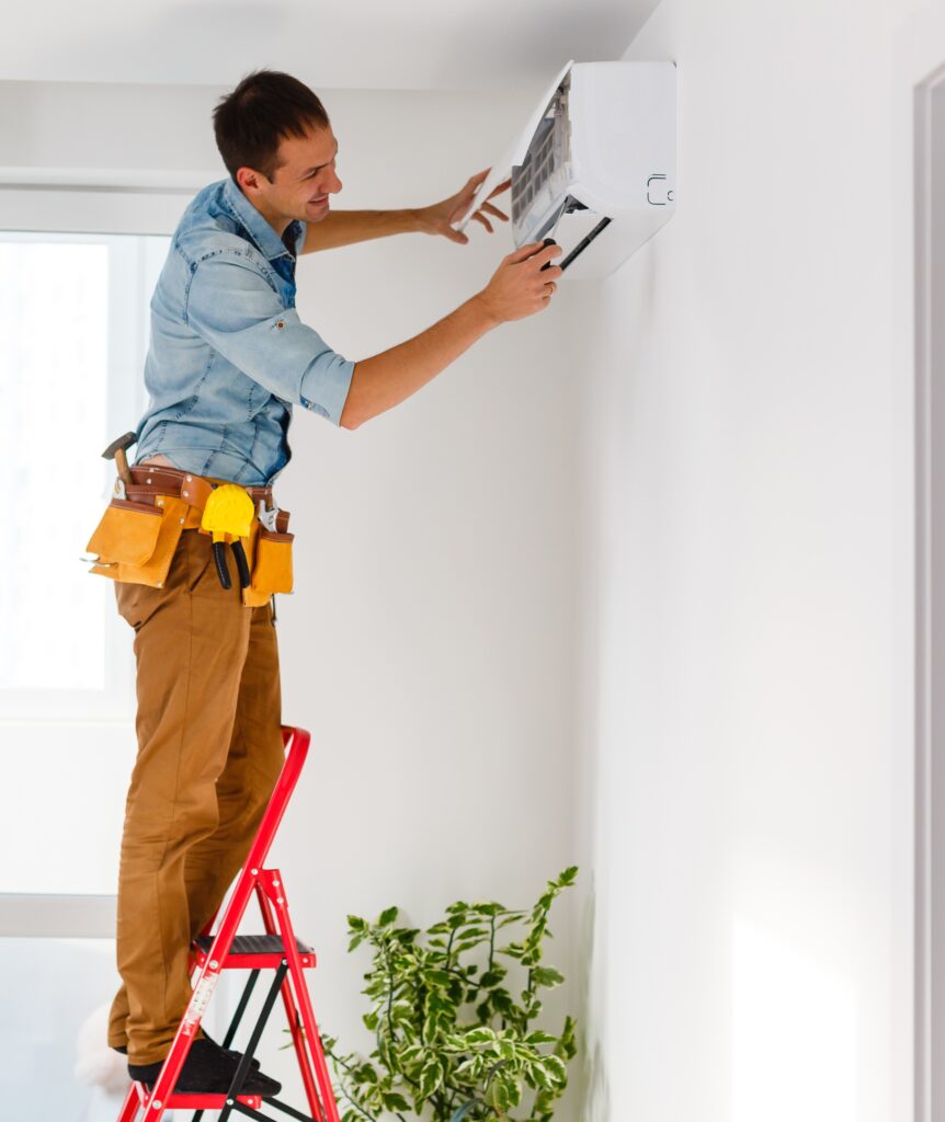 man repair air conditioner after tampa HVAC PPC services secured him leads