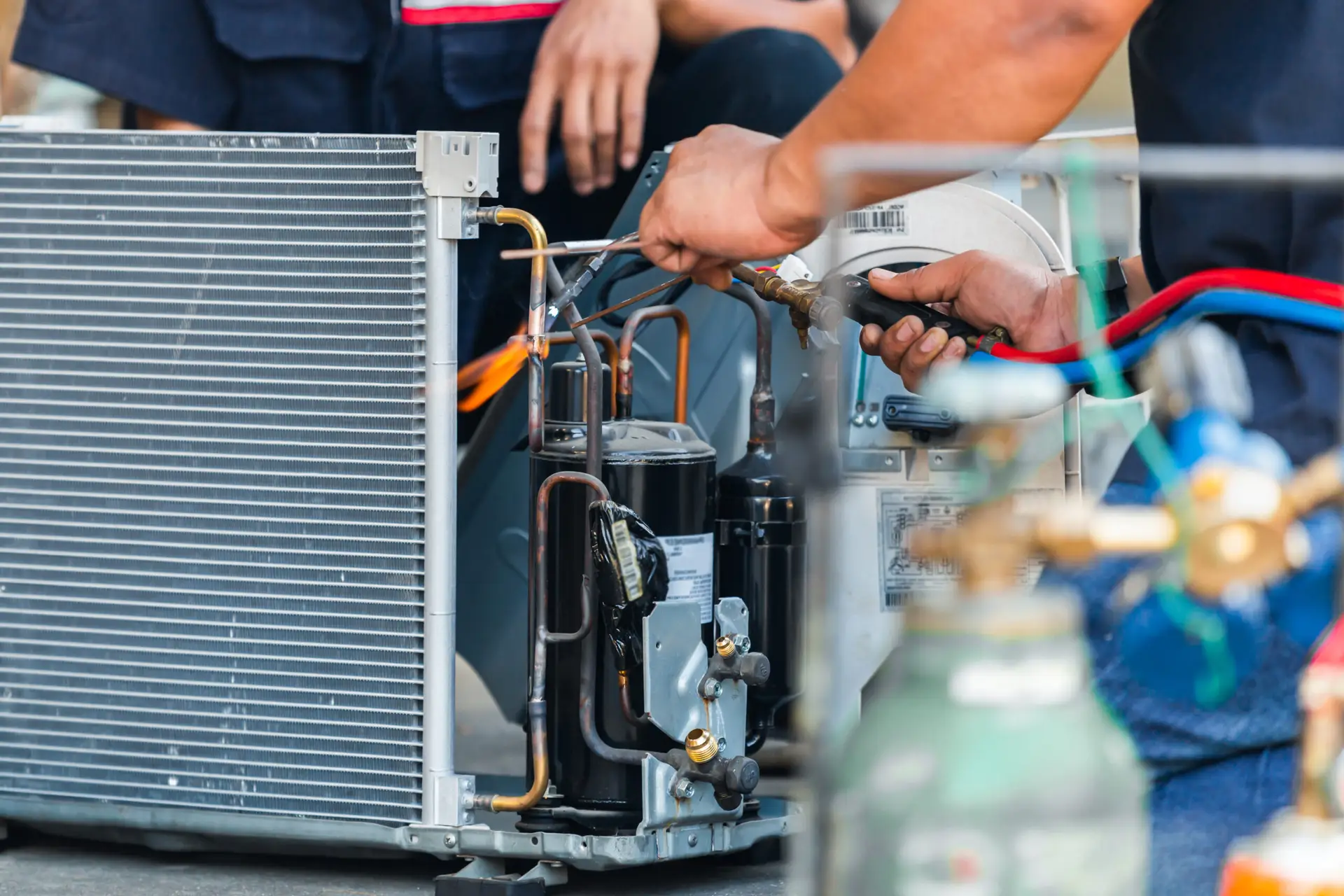 HVAC technician on job site — content from real field work is the foundation of effective HVAC social media marketing